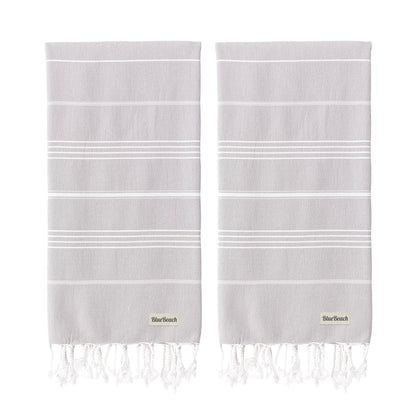 Blue Beach Turkish Towel - Set of 2-100x180cm Large Turkish Hammam Peshtemal Towel - Super Absorbent, Quick Dry, Lightweight