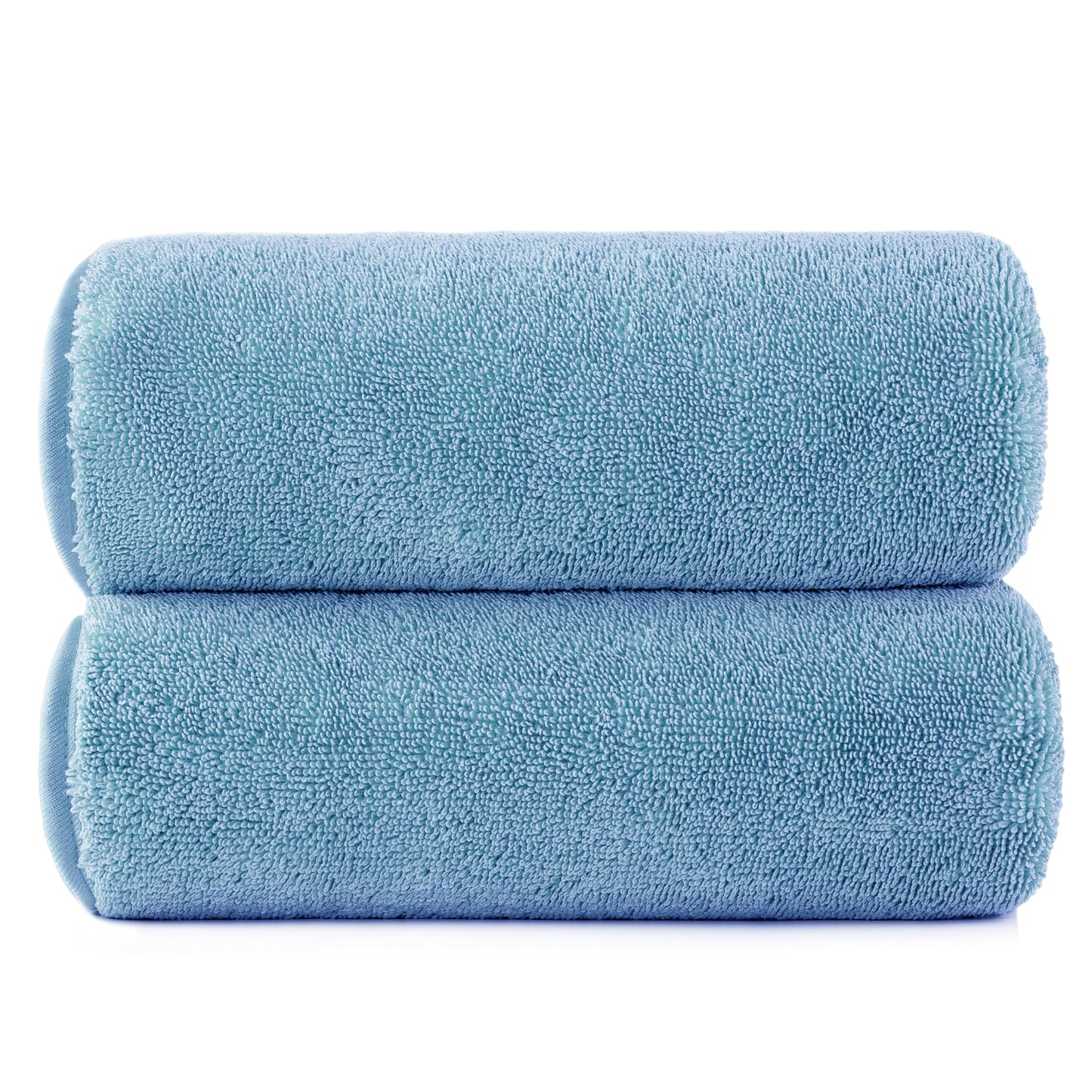 POLYTE Terry Twist Weave Microfiber Oversize Quick Dry Lint Free Bath Towel,152.4 x 76.2 cm, Pack of 2 (Blue)