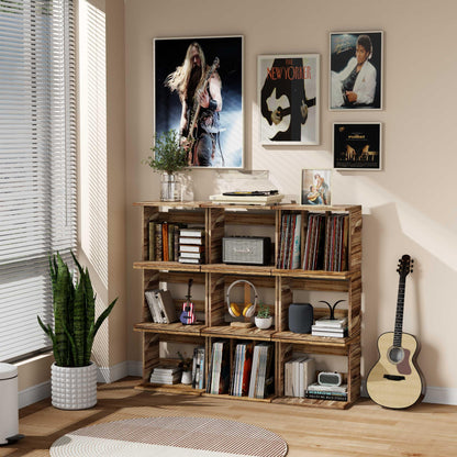 Emfogoo Vinyl Record Storage Wall Mounted Holds 100 LP Albums, 3-Tier Organizer Cabinet with Wall Mount