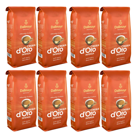 Dallmayr Crema d Oro Intensa Coffee, Whole Beans, Pack of 8, 8 x 1000g