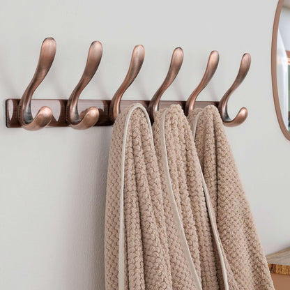 HONSKY Wall Coat Rack- Stylish,44cm Metal Coat Hanger Wall Mounted,Heavy Duty 6 Hooks Wall Coat Hook for Hallway, Bedroom
