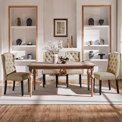 Yaheetech Classic Dining Room Chairs Set of 2 with Wooden Legs, Khaki