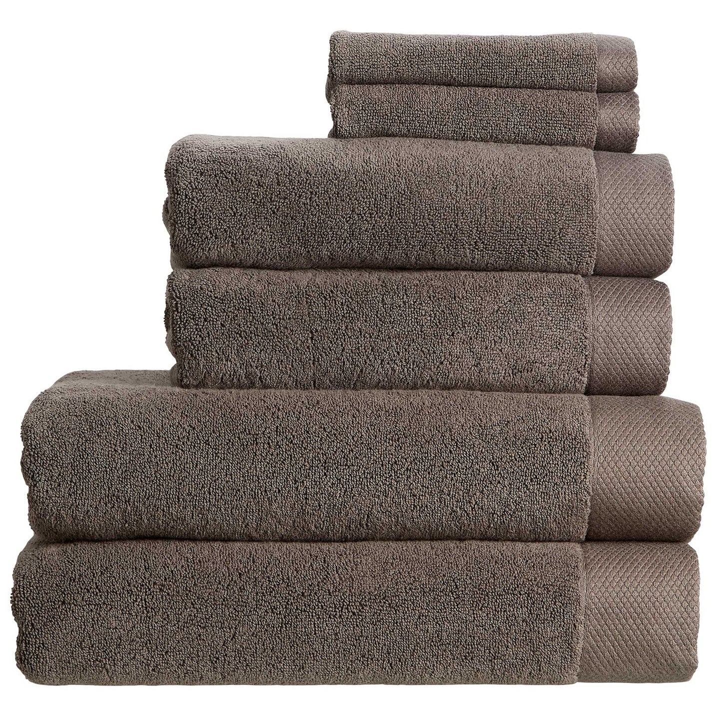 Christy Luxe 6 Piece Towel Set | Soot Brown | Luxe Heavyweight 100% Turkish Cotton | Ultra Soft | Super Absorbent | 730GSM | 2 Bath Towels 2 Hand