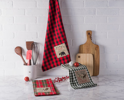 DII Cotton Christmas Holiday Dish Towels, 18x28" Set of 3, Decorative Oversized Embroidered Kitchen Towels