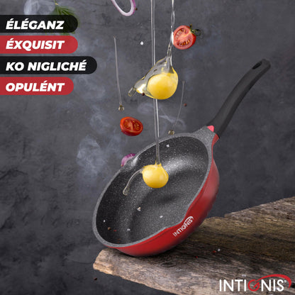 INTIGNIS Premium 30cm Deep Frying Pan with Lid | Anti-Scratch | Induction Compatible | Non-Stick Interior | Heat Resistant Handle | Perfect for