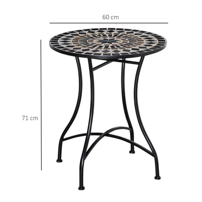 Outsunny \'ce\'a660cm Mosaic Outdoor Patio Table - Black
