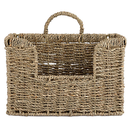 BSTKEY Seagrass Wall Mounted Mail Organizer with Handle, 30.5 * 11 * 20cm