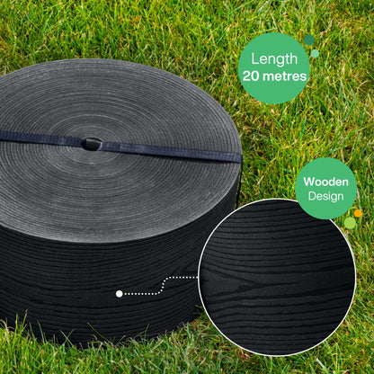 UNIGARDIA Flexible Lawn Edging 20 m with 40 Securing Pegs - Height 13 cm, Thickness 3 mm - Plastic Grass Border & Flower Bed Garden Edging - Easy to
