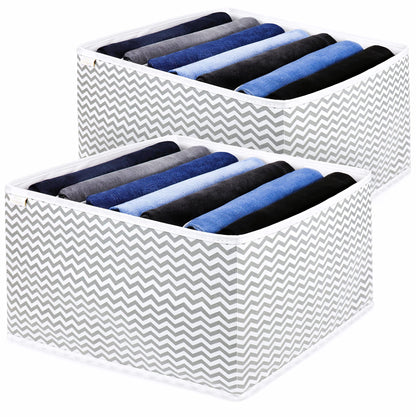 Unique Impression Set of 2 Large Wardrobe Storage Organiser For Jeans, Jumpers, Shirts, Sweaters, Trousers, Pants, Leggings, Joggers