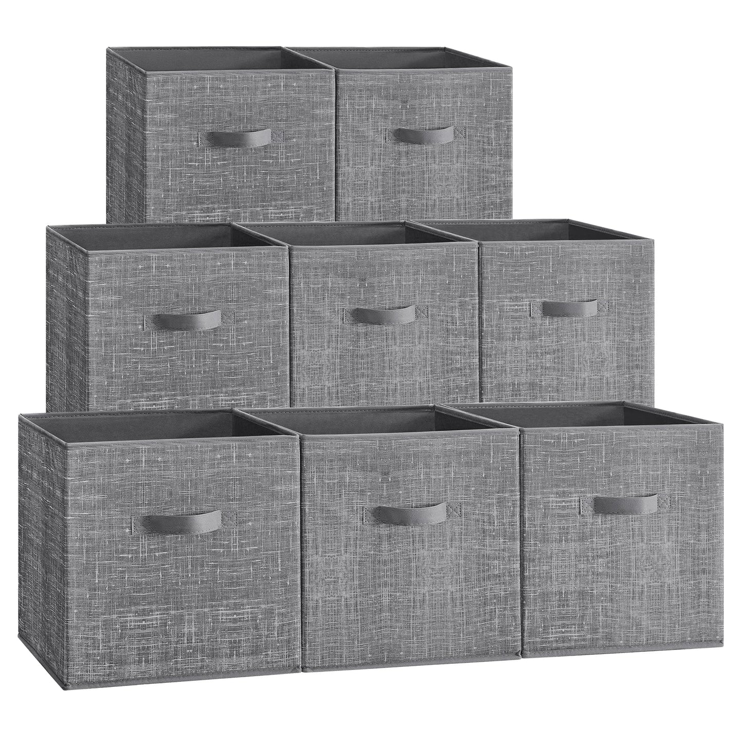 SONGMICS Storage Cubes, 33 cm Non-Woven Fabric Bins with Double Handles, Set of 8, Wardrobe Organisers for Shelves, Foldable, for Clothes, Cattail