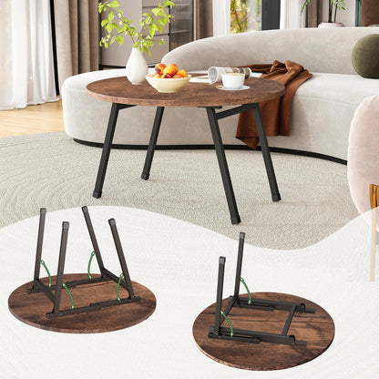 BOPRHOM Folding Coffee Table,Small Foldable Round Coffee Tables for Living Room/Bedroom,Portable Floor Table Tea Table Sofa Side Table Center Table