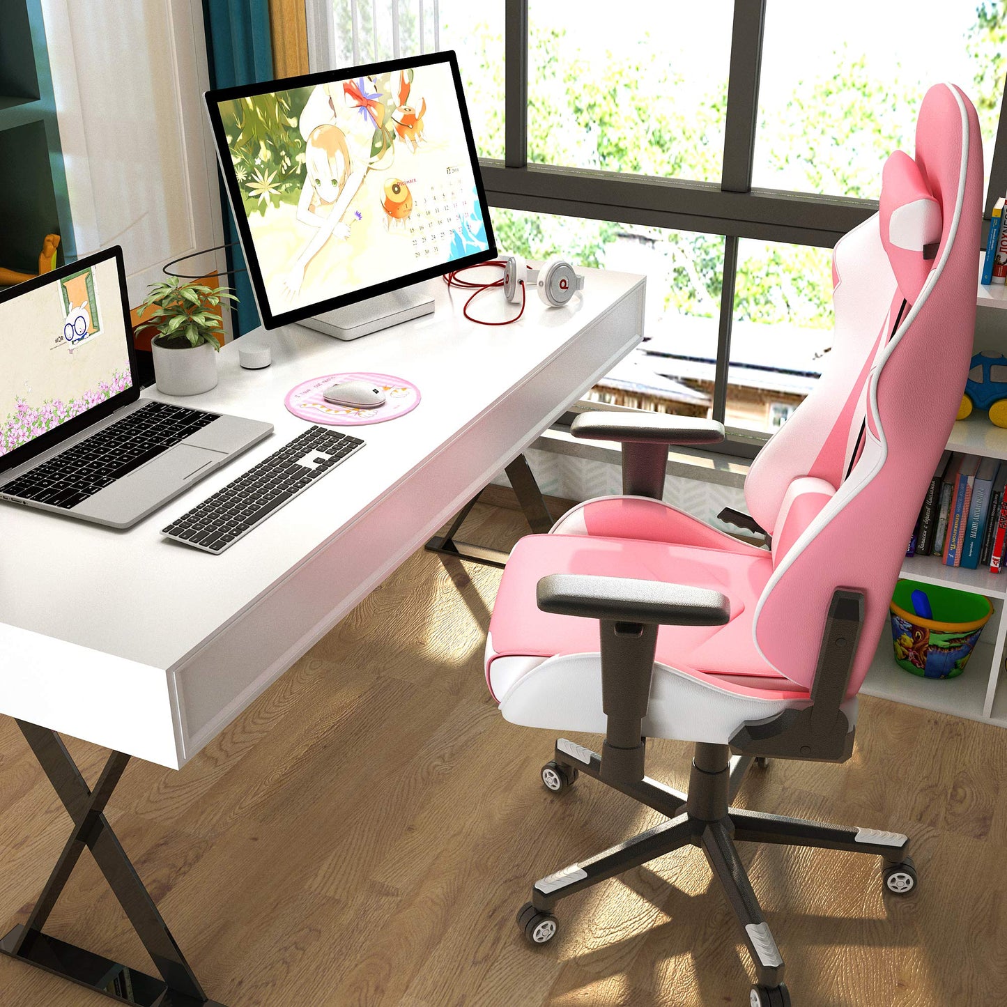 IntimaTe WM Heart Gaming Chair,Ergonomic Racing Chair,Adjustable High Back PC Gaming Chair with Arms and Back Support,Swivel Leather Desk Chair with