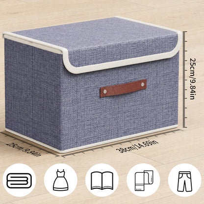 gaobaidu 4 Pack Foldable Fabric Storage Boxes with Lids and Handles, Collapsible Wardrobe Organizer & Closet Basket for Clothes, Toys, Books, Photos