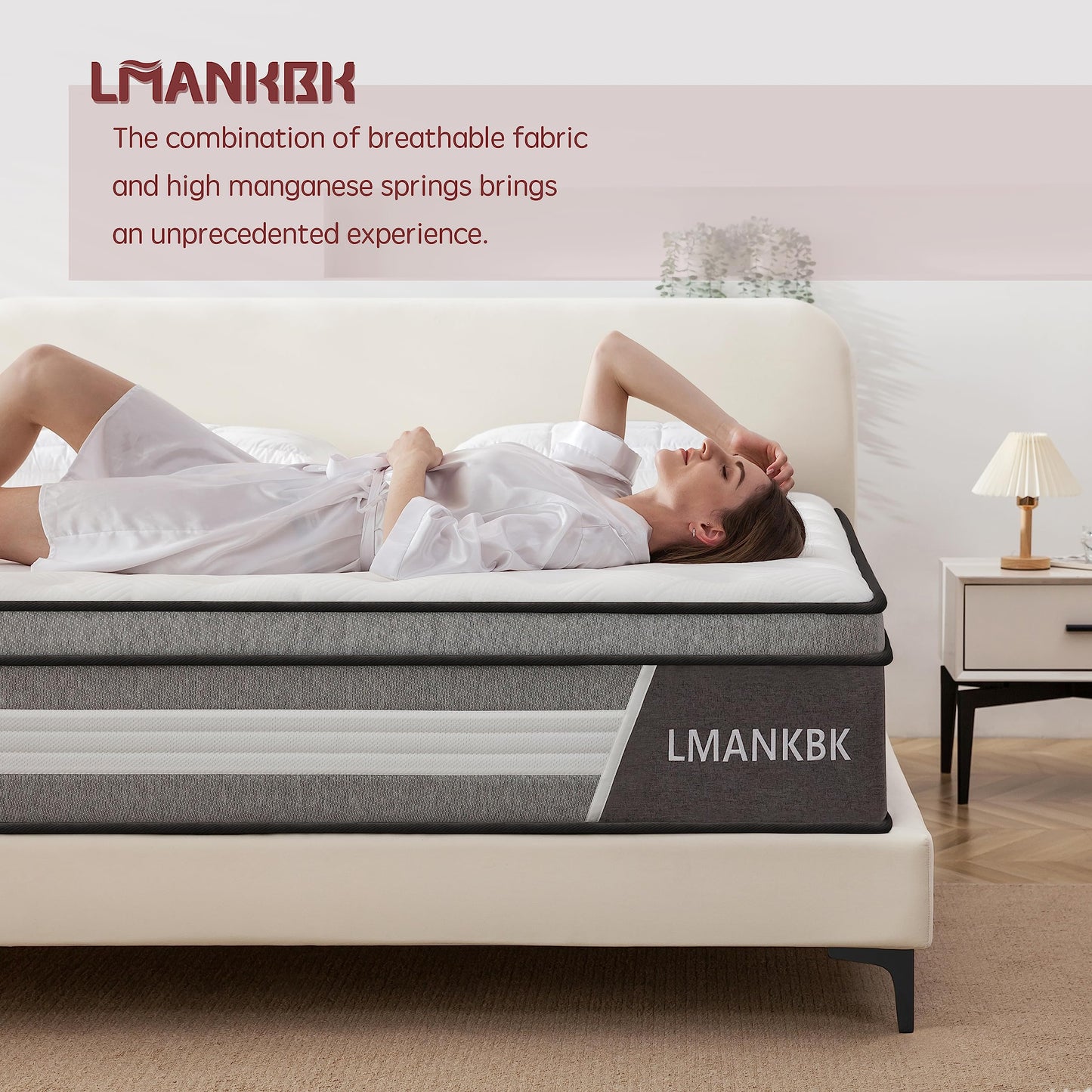 LMANKBK Double Mattress 4FT6 Hybrid 135x190x25cm,Height 25CM Memory Foam & Pocket Springs, 7 Zone Orthopedic, Medium Firm, Motion Isolation