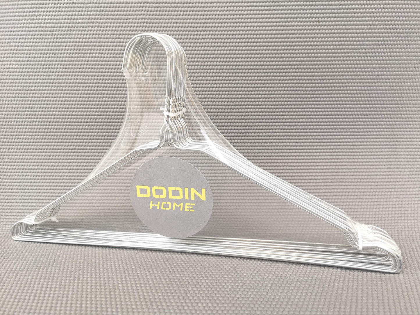 DODIN HOME 10 Silver Wire Notched Hangers Space Saving Metal Coat Hanger Suit Notch Hangers with Trouser Bar Clothes T-Shirt Dress Hanger with Notch
