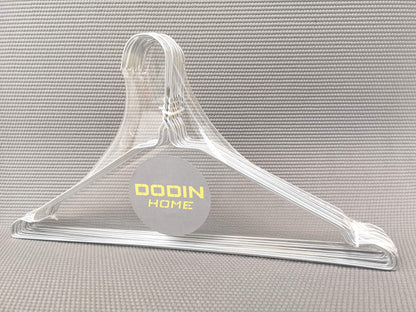 DODIN HOME 10 Silver Wire Notched Hangers Space Saving Metal Coat Hanger Suit Notch Hangers with Trouser Bar Clothes T-Shirt Dress Hanger with Notch