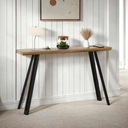 Seconique Quebec Wave Edge Console Table in Medium Oak Effect