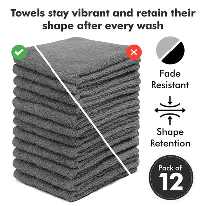 Novo Home Face Towels Pack of 12 – 550 GSM 100% Cotton Washcloths (30x30cm) – Soft, Quick Dry, Highly Absorbent Flannels for Bathroom, Spa, Gym