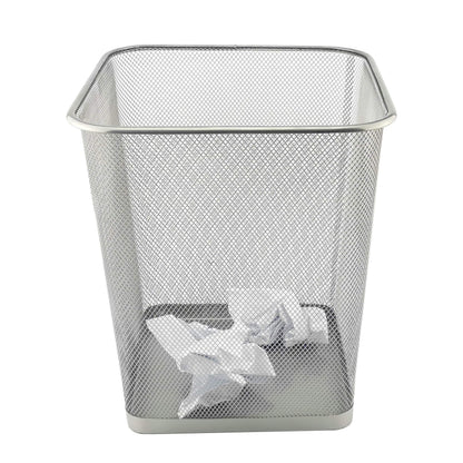 D.RECT Metal Mesh Waste Bin 18L – Silver Rubbish Bin for Office, Bedroom & Home – Durable Steel Frame, Breathable Mesh, Leak-Proof Bottom