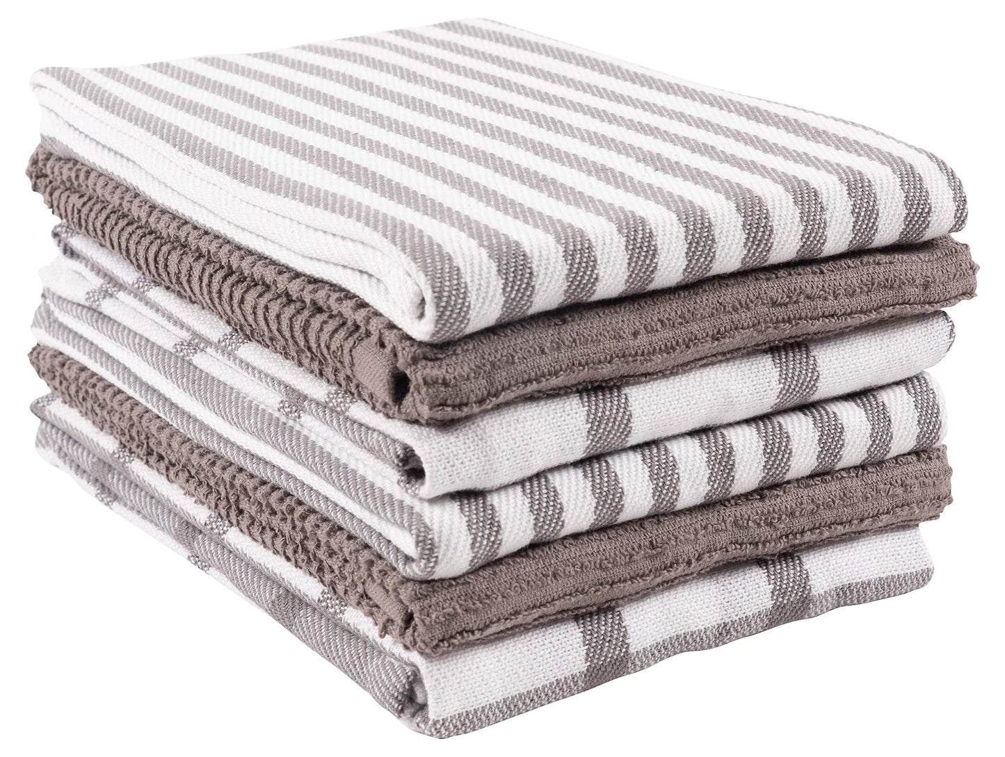 KAF Home Mixed Flat & Terry Kitchen Towels | Two Sets of 3 18 x 28 Inches | 4 Flat Weave Towels for Cooking and Drying Dishes