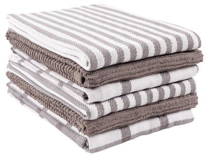 KAF Home Mixed Flat & Terry Kitchen Towels | Two Sets of 3 18 x 28 Inches | 4 Flat Weave Towels for Cooking and Drying Dishes