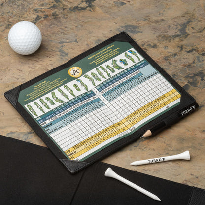 TORRO Golf Scorecard and Yardage Book Holder ? Genuine Leather Golf Score Card and Yardage Wallet with Pencil Loop (Black)