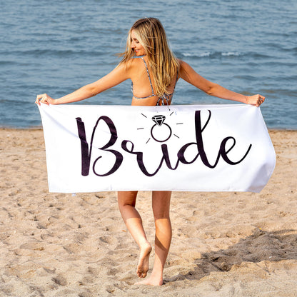 Ethisa Bride Beach Towel for Honeymoon and Bachelorette Party - Classic Design for Beach Bachelorette Party - Mrs Beach Towel for Bride To Be