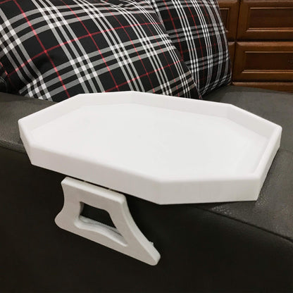 Clip-On Side Table for Sofa Armrest, Couch Tray for Drinks & Snacks(White)