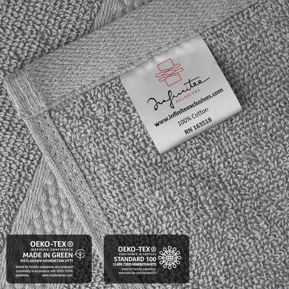Infinitee Xclusives 100% Cotton Luxury Wash Cloths for Showering - 12 Pack