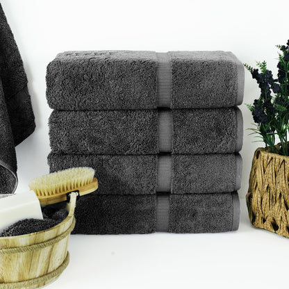 Chakir Turkish Linens Premium Turkish Towels Hotel & Spa Quality 100% Cotton Soft and Absorbent 4 Piece Bath Towel Dark Grey