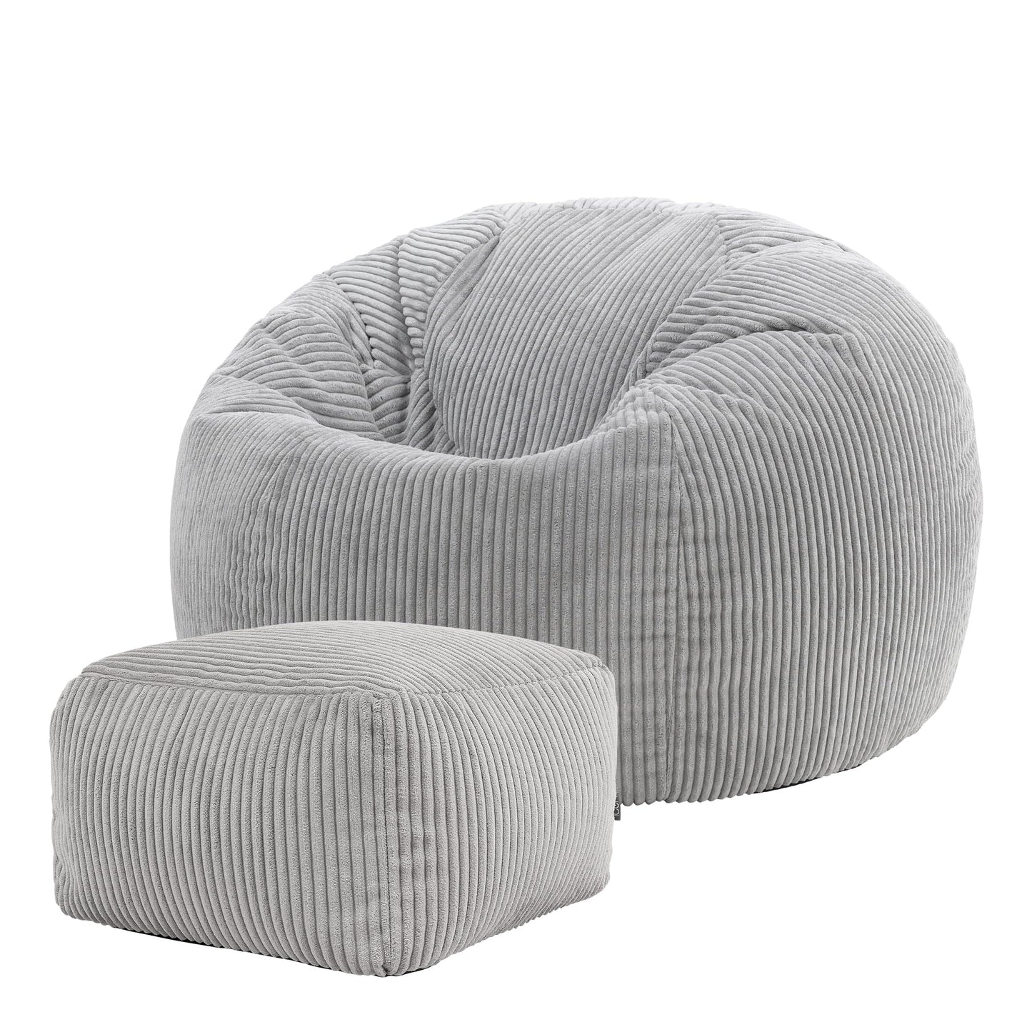 icon Kingston Cord Bean Bag & Footstool with Filling Included, Grey