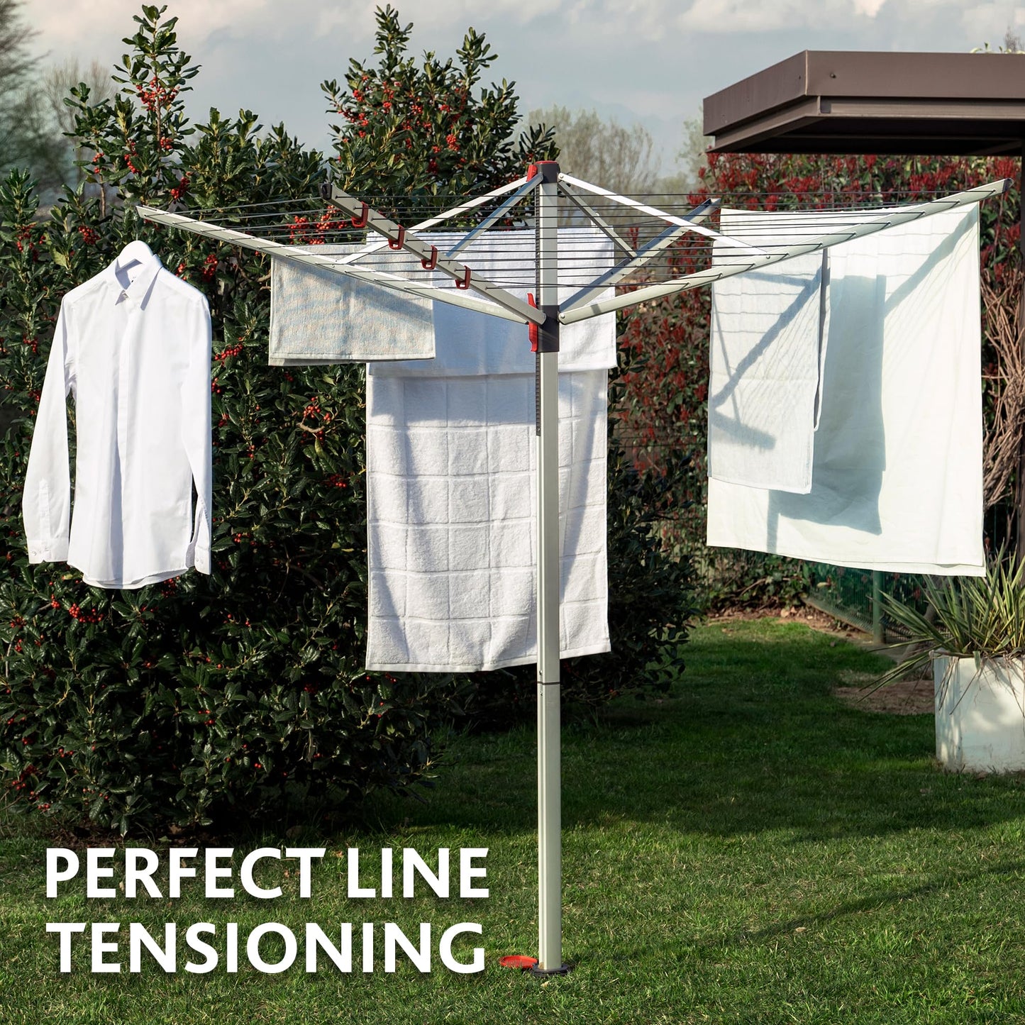 Vileda Sun-Lift 40m 4 Arm Compact Rotary Washing Line with Rotary Line Cover and Ground Socket
