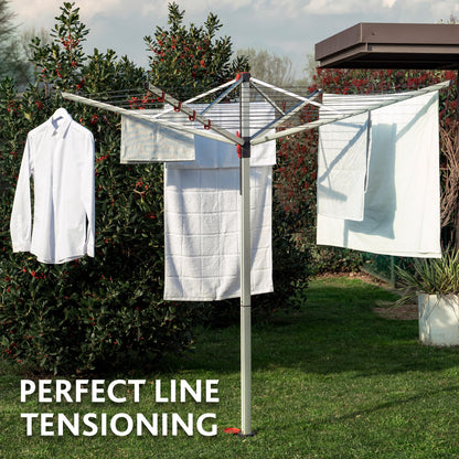 Vileda Sun-Lift 40m 4 Arm Compact Rotary Washing Line with Rotary Line Cover and Ground Socket