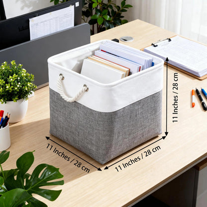 flaxarne Decorative Storage Basket with Rope Handles; 3-Pack Collapsible Storage Baskets for Shelves