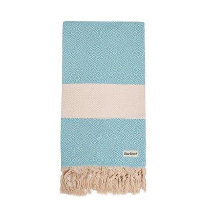 Blue Beach Turkish Towel - Travel Towel100x180cm Large Turkish Hammam Peshtemal - Super Absorbent, Quick Dry, Sand Free, Lightweight