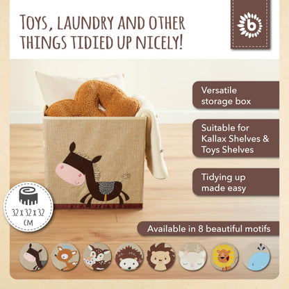 BIECO Children's Storage Box - Cute Donkey Toy Box Foldable - 33x33x33 cm - Ideal for Kallax Shelf - Toy Storage Boxes Kids Room - Stuffed Animal Zoo