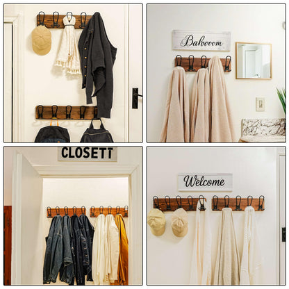 Dseap Coat Rack Wall Mounted - Heavy Duty Farmhouse Rustic Wall Coat Hanger With 5 Wire Hooks for Clothes Hat Jacket Towel, RusticWire, G25A, Black