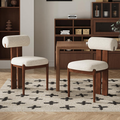 Dining Chairs Set of 2, Dining Room Chairs Upholstered Chenille Fabric, Wooden Kitchen Chairs with Padded Seat & Solid Wood Frame