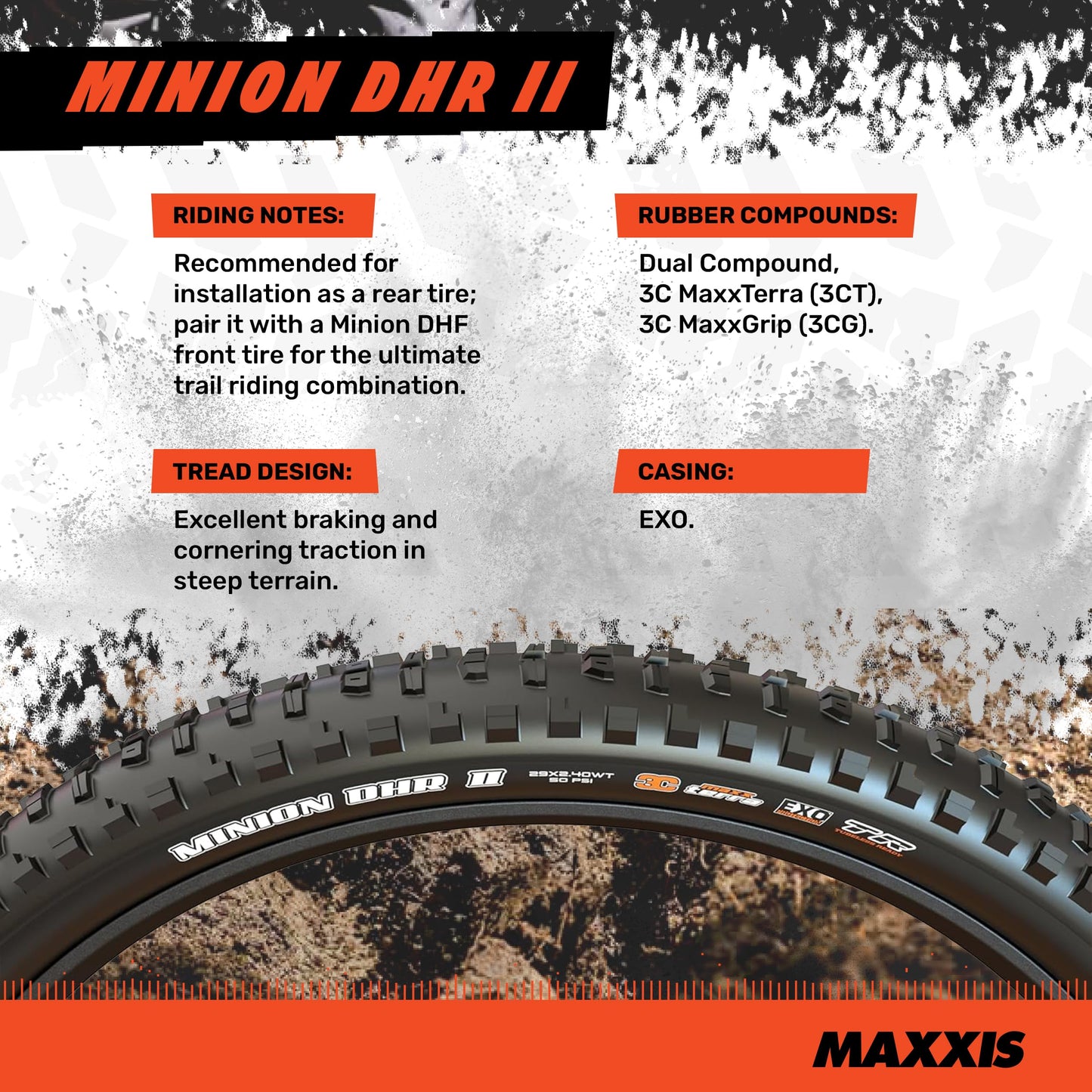 Maxxis Minion DHRpl Folding Dual Compound Exo/tr Tyre - Black, 27.5 x 2.8-Inch