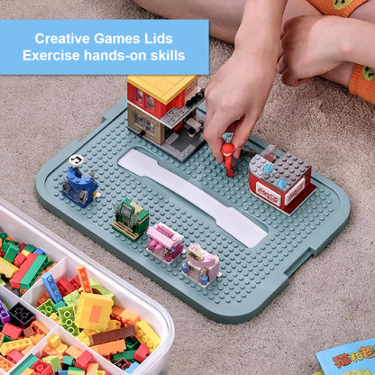 Storage Boxes,Transparent Toy Box Organizer,Stackable Lego Storage Boxes with Lid,Handle,Plastic Multi Compartments Container Chest Case for Storing