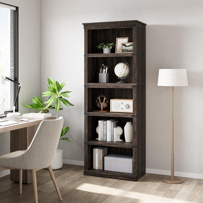 5 Tier Bookcase, Farmhouse Book Shelf with Storage Open Display Bookshelves, Book Case Wooden 5 Shelf Bookcase Home Decor Furniture for Home Office
