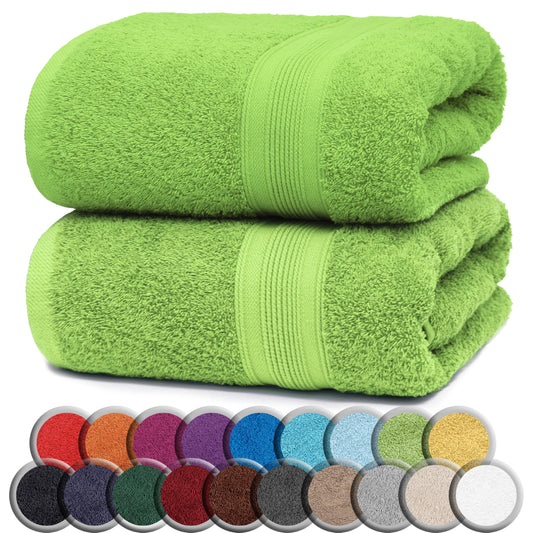 NatureMark Pack of 2 Sauna Towels Premium Quality 80 x 200 cm Sauna Towel Sauna Towel Twin Pack Colour: Apple Green