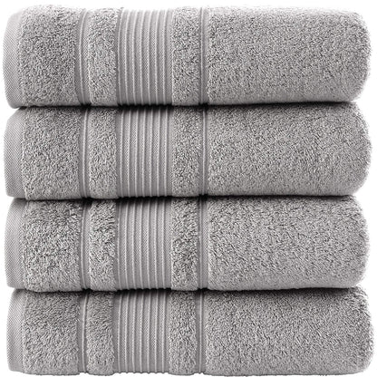Qute Home 4-Piece Bath Towels Set, 100% Turkish Cotton Premium Quality Towels for Bathroom