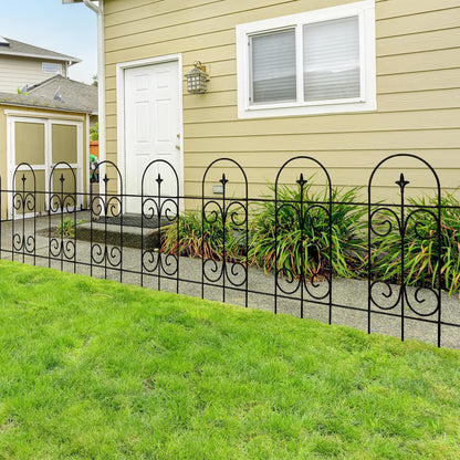 Thealyn Metal Decorative Garden Fence Border 82cm.H x 6.1m.W Rustproof Wrought Iron Fence Panels for Flower Bed, Trees, Animal Barrier