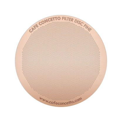 CAFE CONCETTO Filters for use in AeroPress Go/AeroPress Coffee Makers - Disc Fine & Superfine - Reusable - Premium Coated Stainless Steel (Rose Gold,