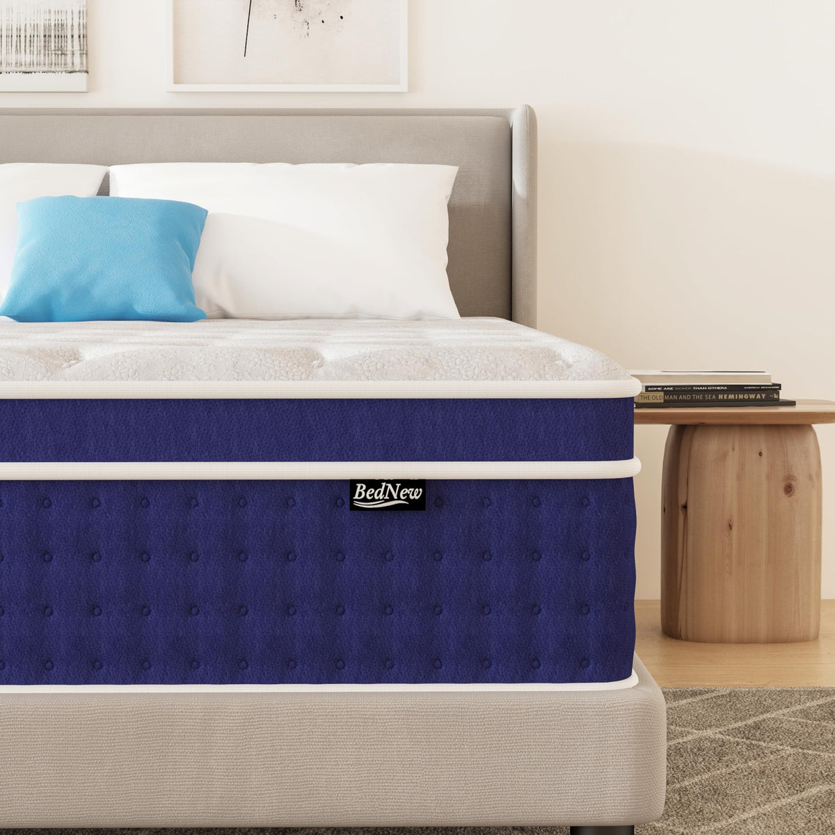 Bednew European Small Single Mattress 80x200cm, 12 Inch Innerspring Hybrid Mattress Double with Breathable Foam and Pocket Spring For Cool Comfort