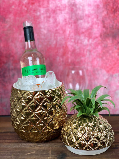 Talking Tables Gold Pineapple Ice Bucket with Lid, Premium addition to your Drinks Trolley | Retro Bar Accessory | Elegant Cooler, 21.5 x 21.5 x 27 cm