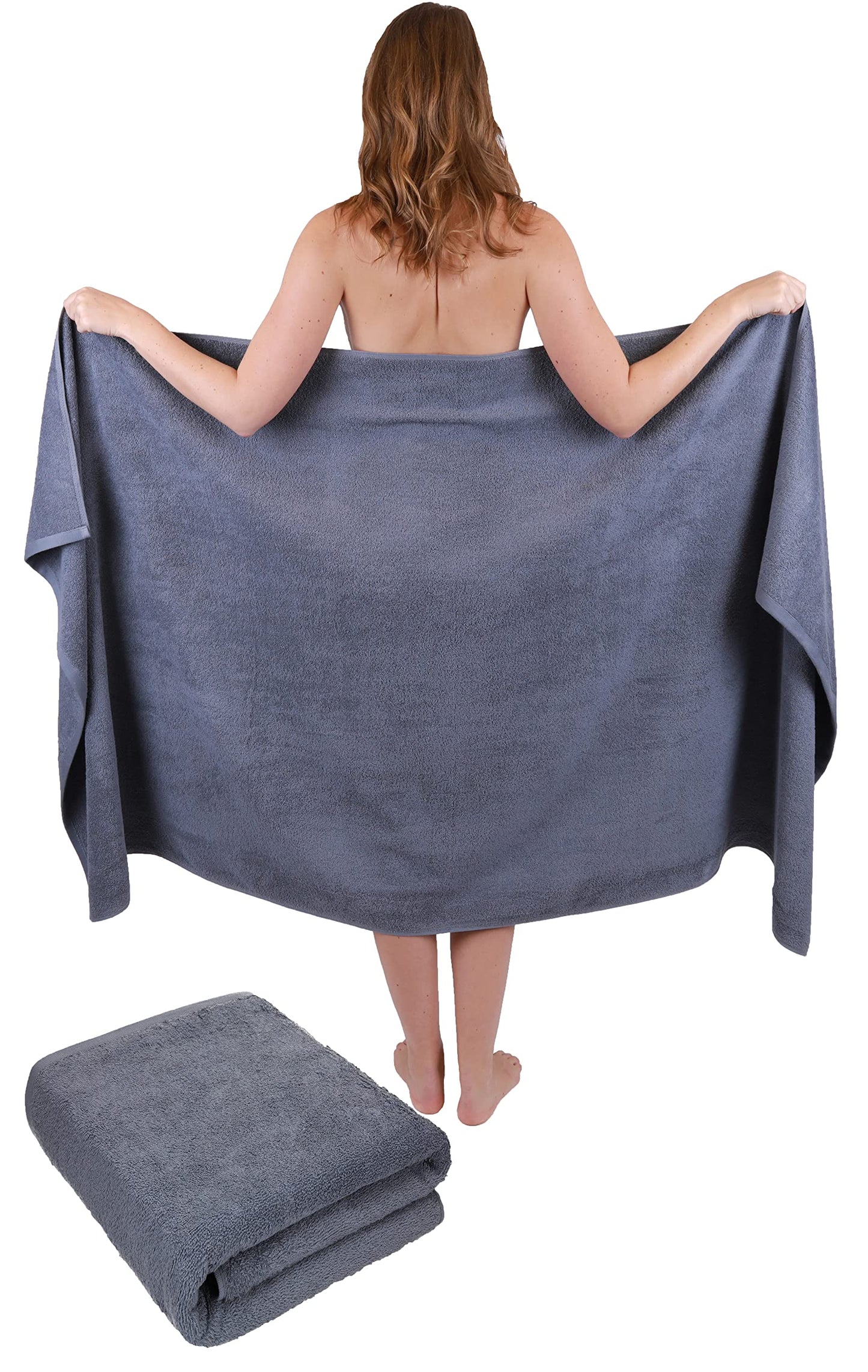 Betz 2 piece bath towels sauna towel set XXL DRESDEN 100% cotton size 100cmx200cm color anthracite - 1904050