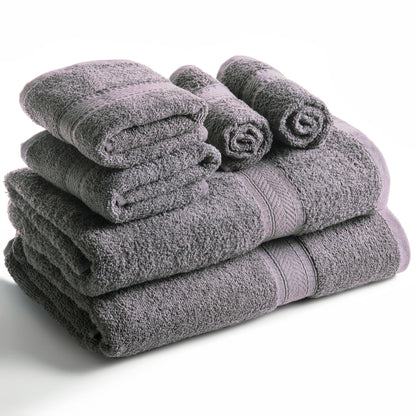 SweetNeedle 6 Piece Towel Set - 2 Bath Towels, 2 Hand Towels and 2 Washcloths Cotton Daily Use Hotel Spa Quality Soft Highly Absorbent Quick Dry