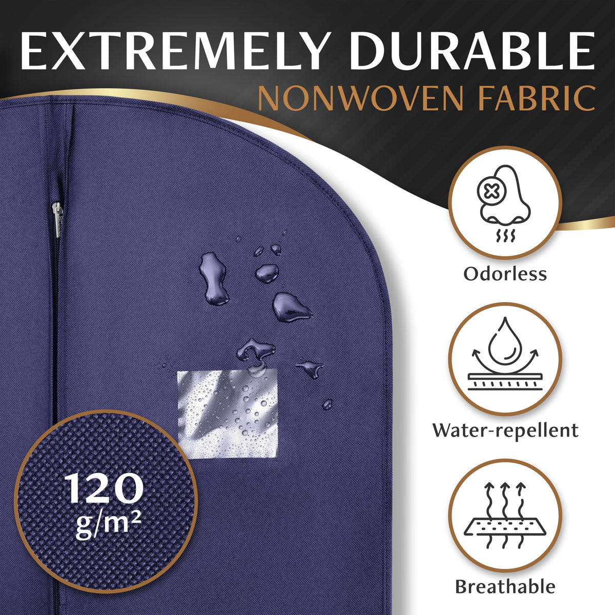 Bruce.® 2x Garment Bags 100x60 cm + Shoe Bag – Navy Blue